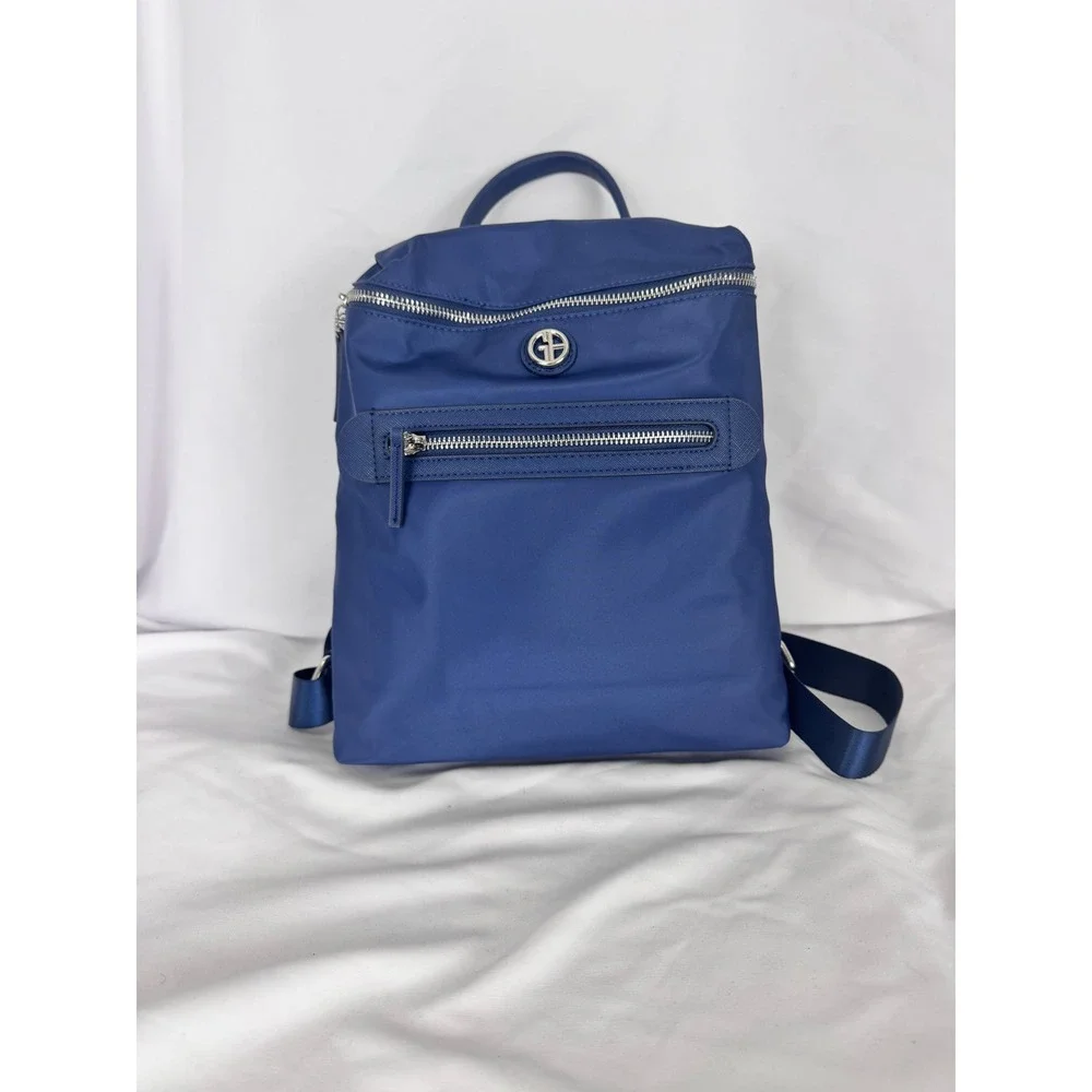 Giani Bernini Backpack‎ Convertible Shoulder Bag Double Zip Navy Blue
